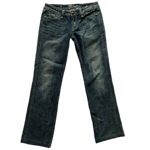 Miss Me Signature Boot Fleur de Lys Embellished Low Rise Women Denim Jeans SZ 29